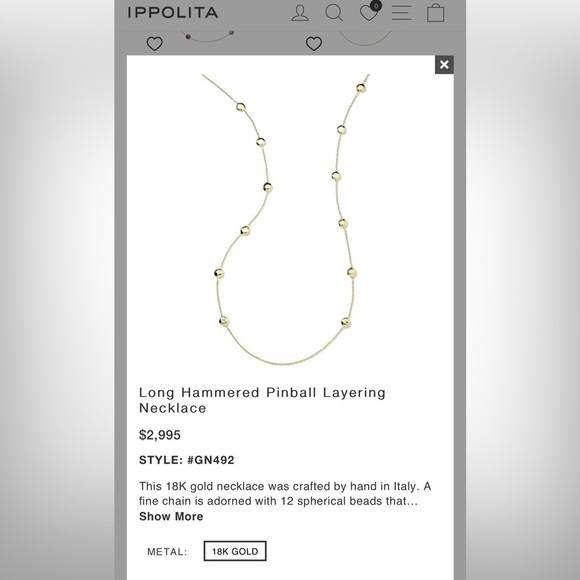 NWOT Ippolita Long hammered necklace in 18K gold - Picture 1 of 6